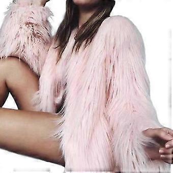 Fausse fourrure pour femmes Manteau chaud Luxueux Manteau en fausse fourrure Cardigan hirsute pour l'automne Wear S Positif Rose