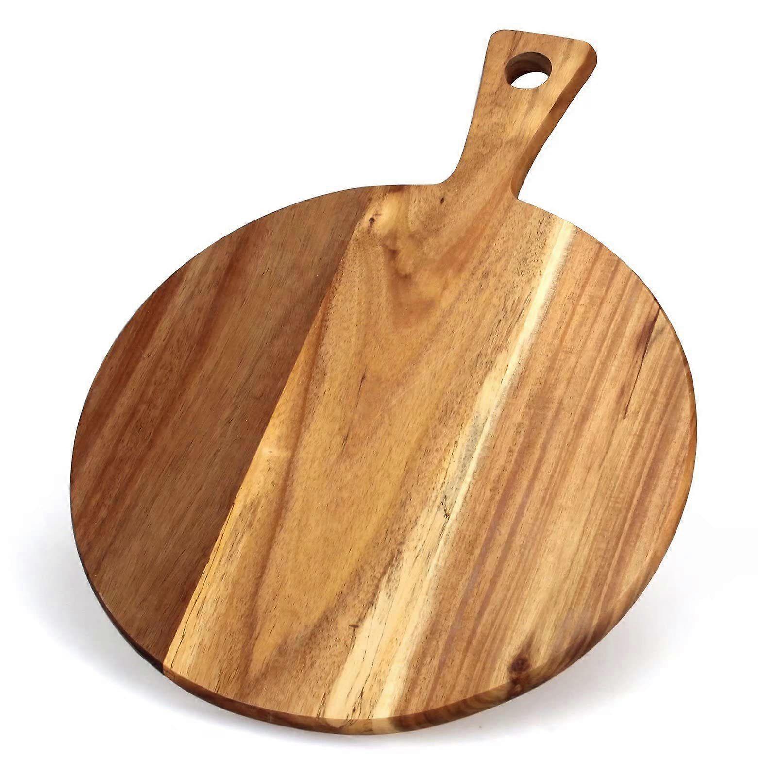 Pizza board simple Acacia wood cutting board handle circular thick cutting board support