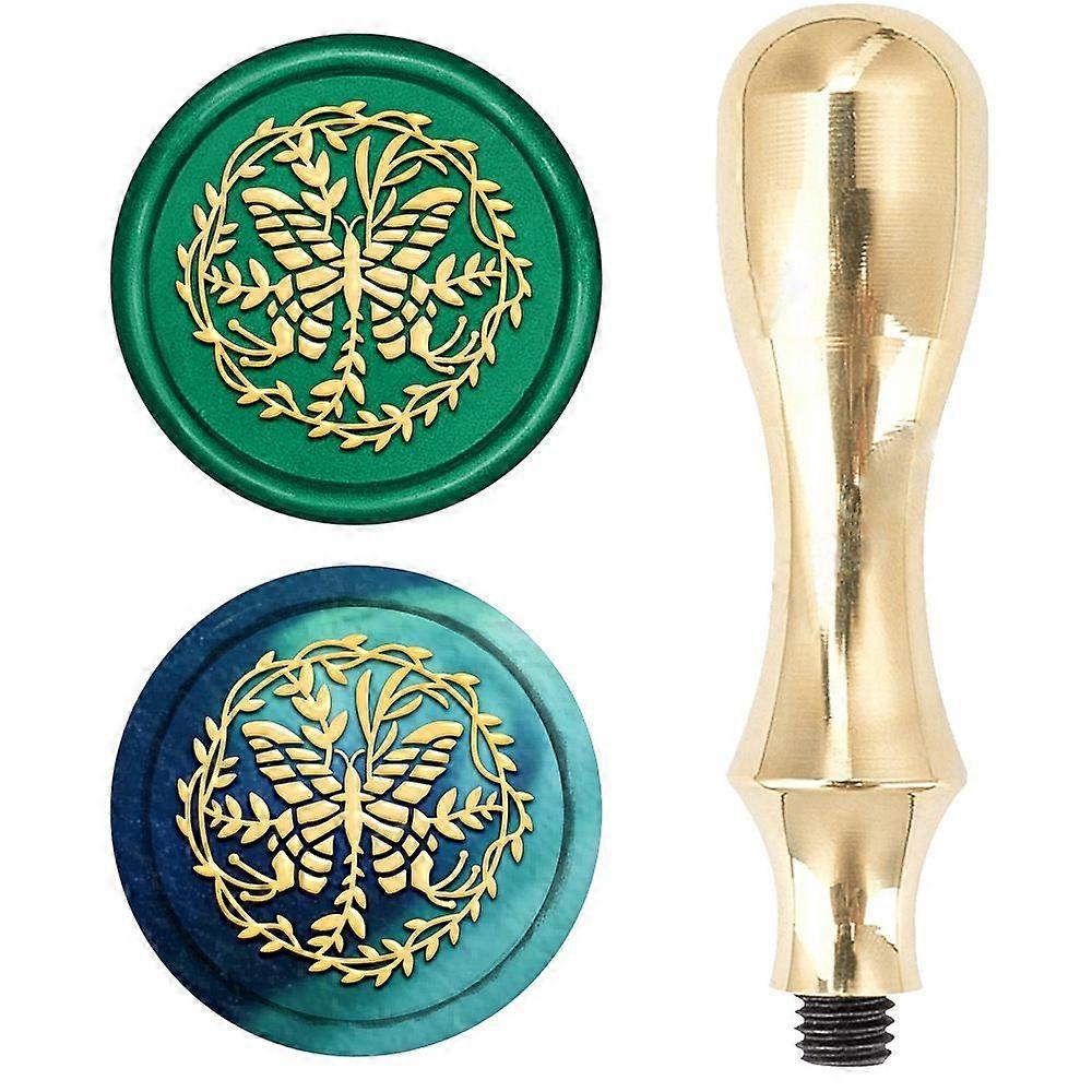DIY Scrapbook Brass Wax Seal Stamp and Handle Sets Butterfly Pattern Golden 87x20mm Stamp: 2.55cm