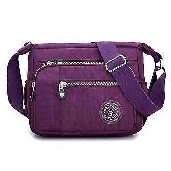 Multi-Pocket Crossbody Damentasche, große Kapazität Schulter Casual Kleine Tasche Lila