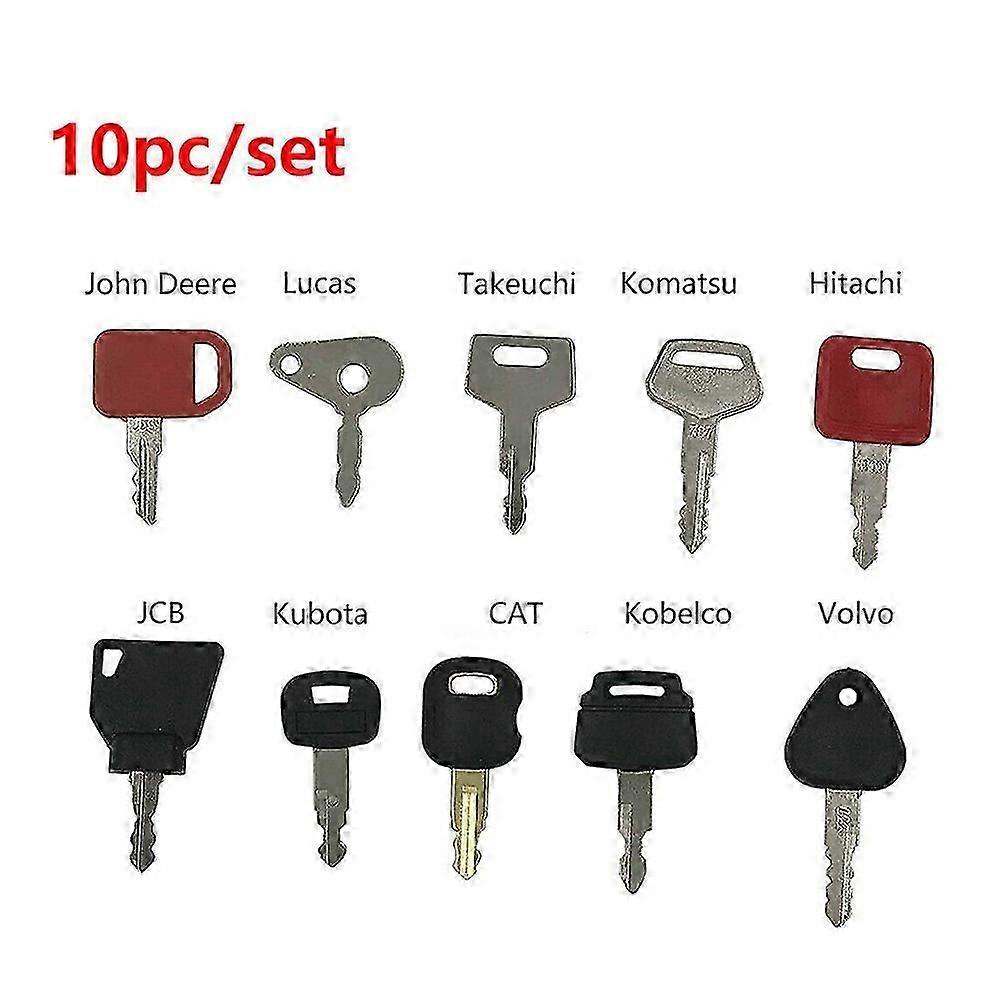 10キーセットマスターキーイグニッションセット農業+重機機械用ほとんどの掘削機トラクター重機用