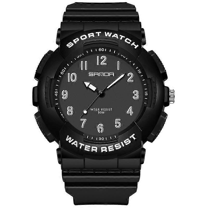 Sanda Digital All-match Waterproof Student Watch Black