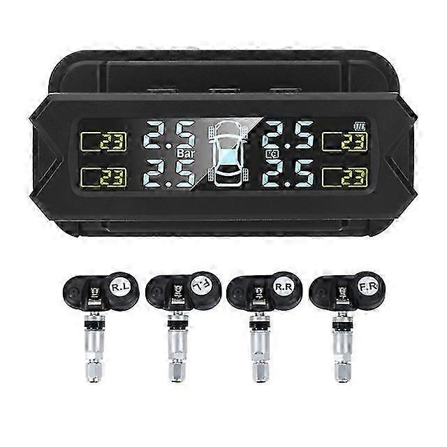 Vehicle Sensors Tire Pressure Monitoring System,wireless Solar Powerwith 5 Alarm Modes,auto Backlight Lcd Display,4 S 0-67 Psi