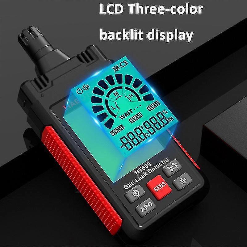 50-1000ppm Combustible Gases Detector Multi-functional Natural Gas Leak Detector Quick Response Detect Trichromatic Backlight