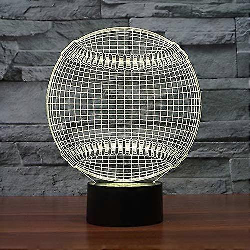 3D Baseball Night Light Touch Table Desk Optical Illusion La