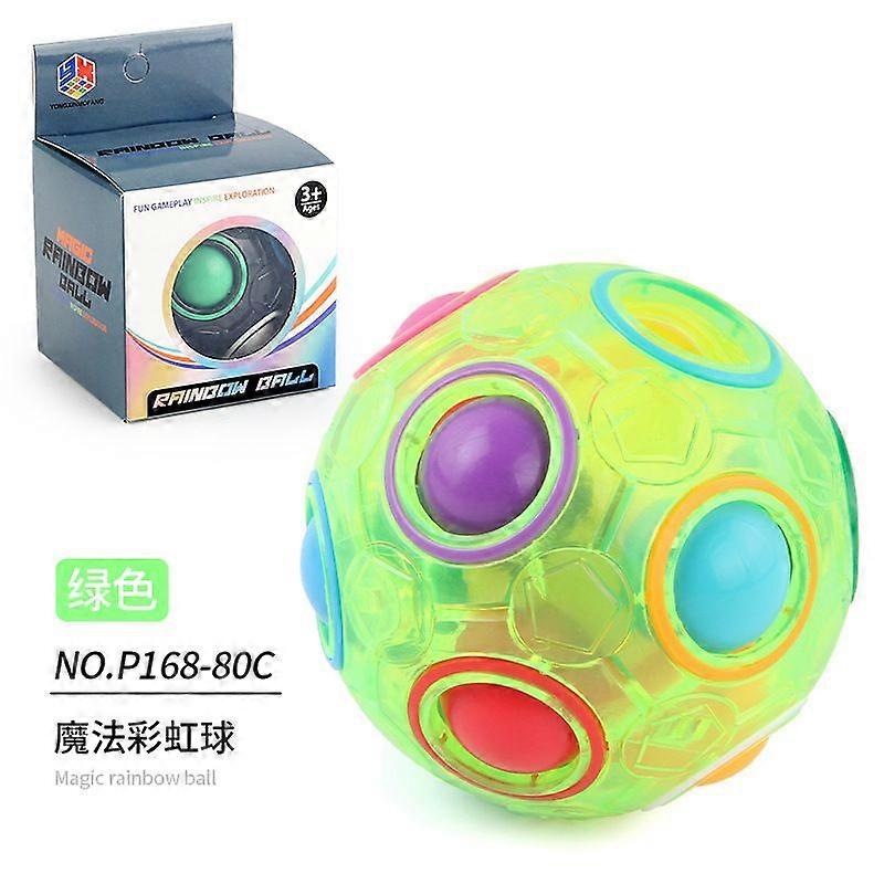 P168-80C Rainbow Ball Green English Box 103.8G# Rainbow ball decompression rotary gyro children's puzzle round 12-hole mixed color magic ball toy