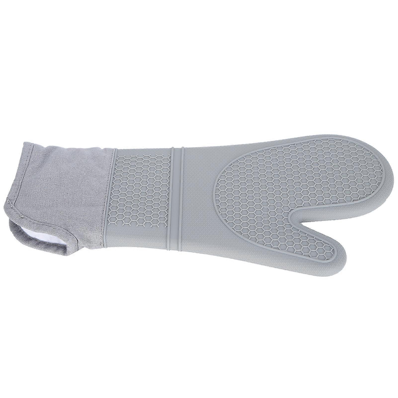 Oven Mitts Silicone Non-Slip With Oblique Mouth Texture, Cotton-Lined, Soft Flexible Mittens