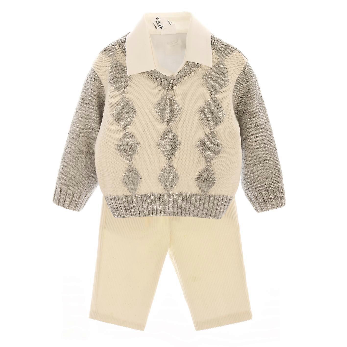 Bufi vauvan asu, 3-osainen setti paidalla, pitkähihainen villapaita ja housut,