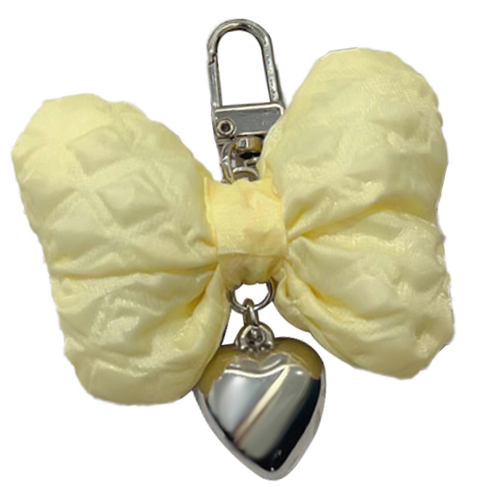 Chic and Elegant Keychain with Delicate Heart Pendant Practical Keyring Phone Chain Accessory for Womem Girls Yellow