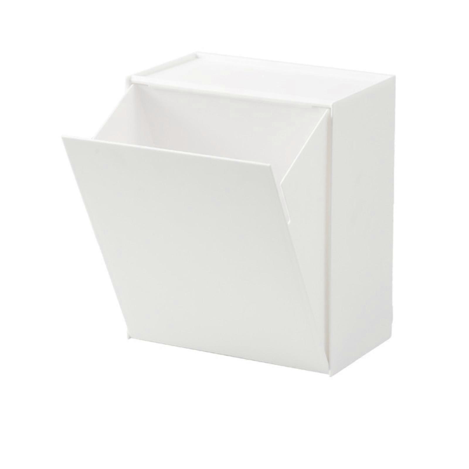Portable Large Capacity Designs Wall Mounted Organizers Box with Sturdy Lid for Cotton Swabs and Tissues Organization White