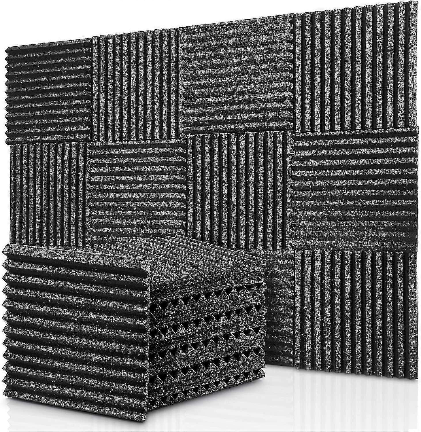 12-Pack Fireproof Acoustic Foam Panels, Soundproof Wedges for Studio Wall