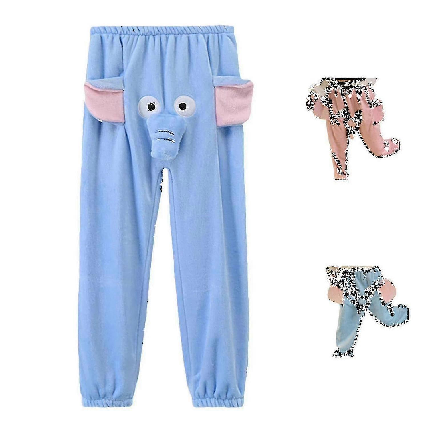 Rolig Elefant Byxor Kvinnors Mens Lounge Pants Hem Plysch Par Pyjamas Byxor Gåva För Pojkvän-YUHA