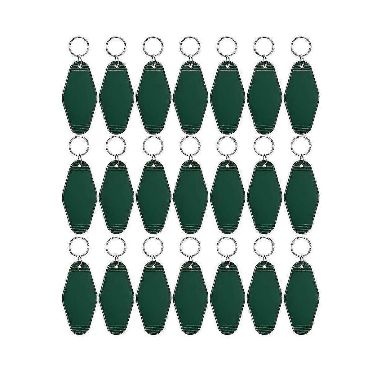 24 Pcs Vintage Motel Keychain DIY Blank Hotel Keychains Heat Transfer Blank Keychains Bulk Sublimation (Green)