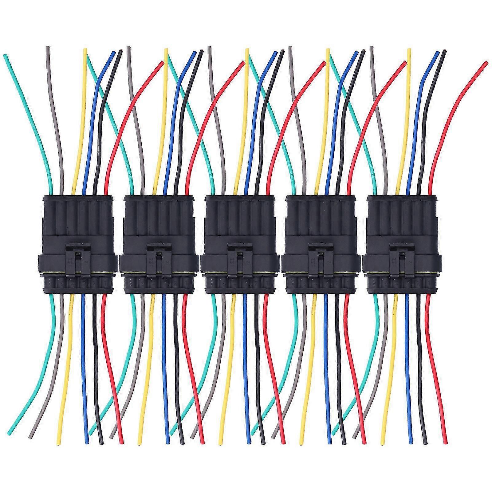 5Pcs Way Car Electrical Connector Waterproof Antiflaming Resilient Antioxidant Automotive Wire Connector6P