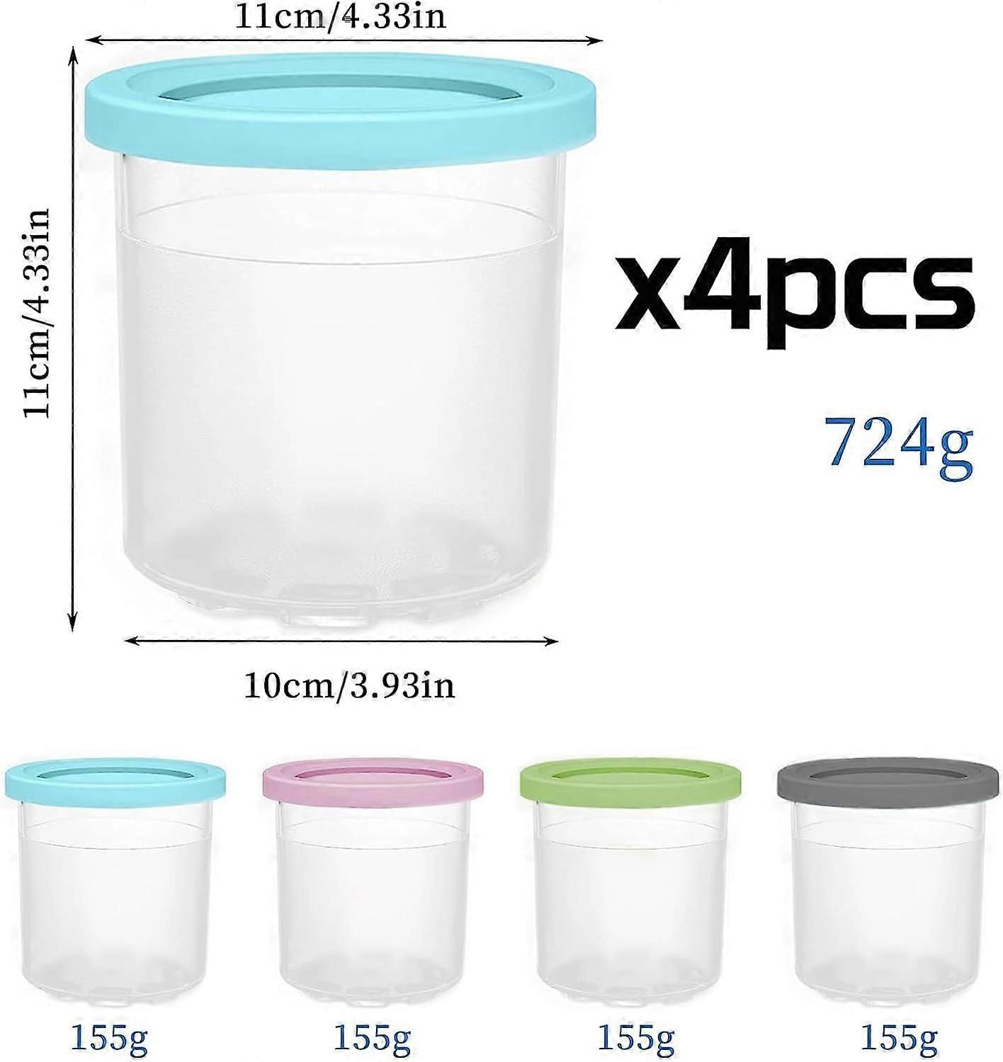 4pcs Ice Cream Pint Containers,Containers Replacement Pints Homemade Ice Cream Ice Cream Containers With Lids Compatible With Nc300 Nc299amz Series Ic