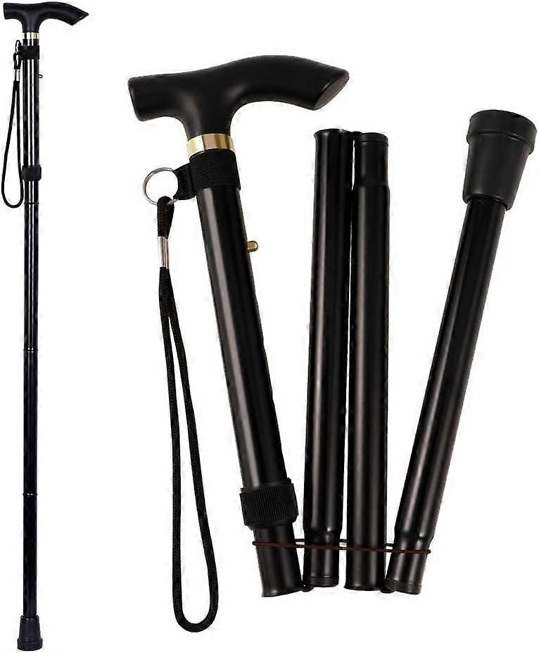Comfortable T Handles Walking Cane, Non-Slip Rubber Cane Tip for Enhanced Safety and Stability, Black (Adjustable from 83cm to 93cm)