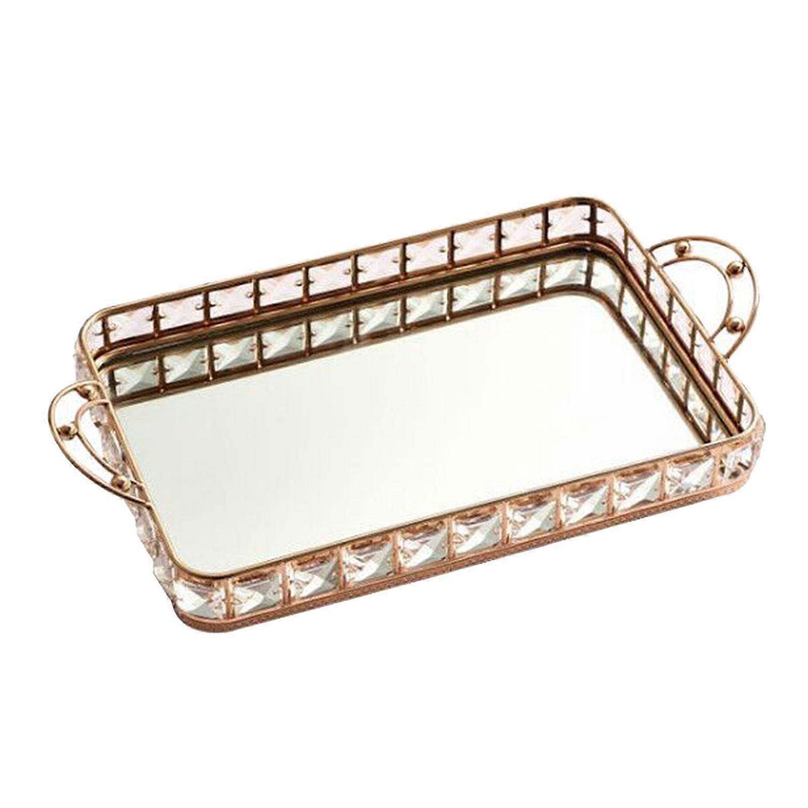 Luxury Mirror Crystal Vanity Perfume Tray Bathroom Decorative Tray