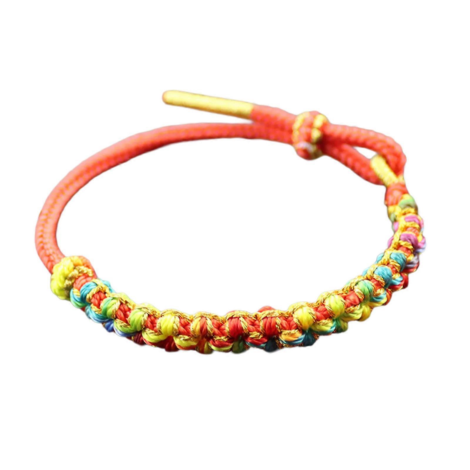 Handmade Chinese Bangle Lucky Peach Flower Knots Bracelet Elastic Wristchain Fashionable and Stylish Unisex Handchain