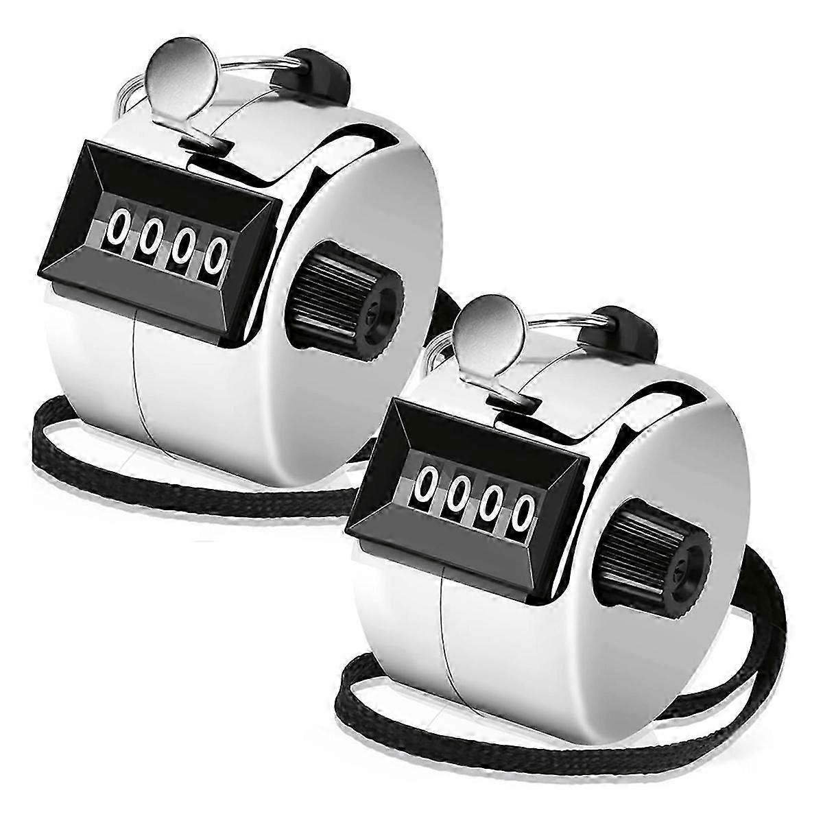 2 Pack Clicker Teller, Hand Tally Teller Clicker, 4 Cijferige Mechanische Palm Click Teller voor Coach