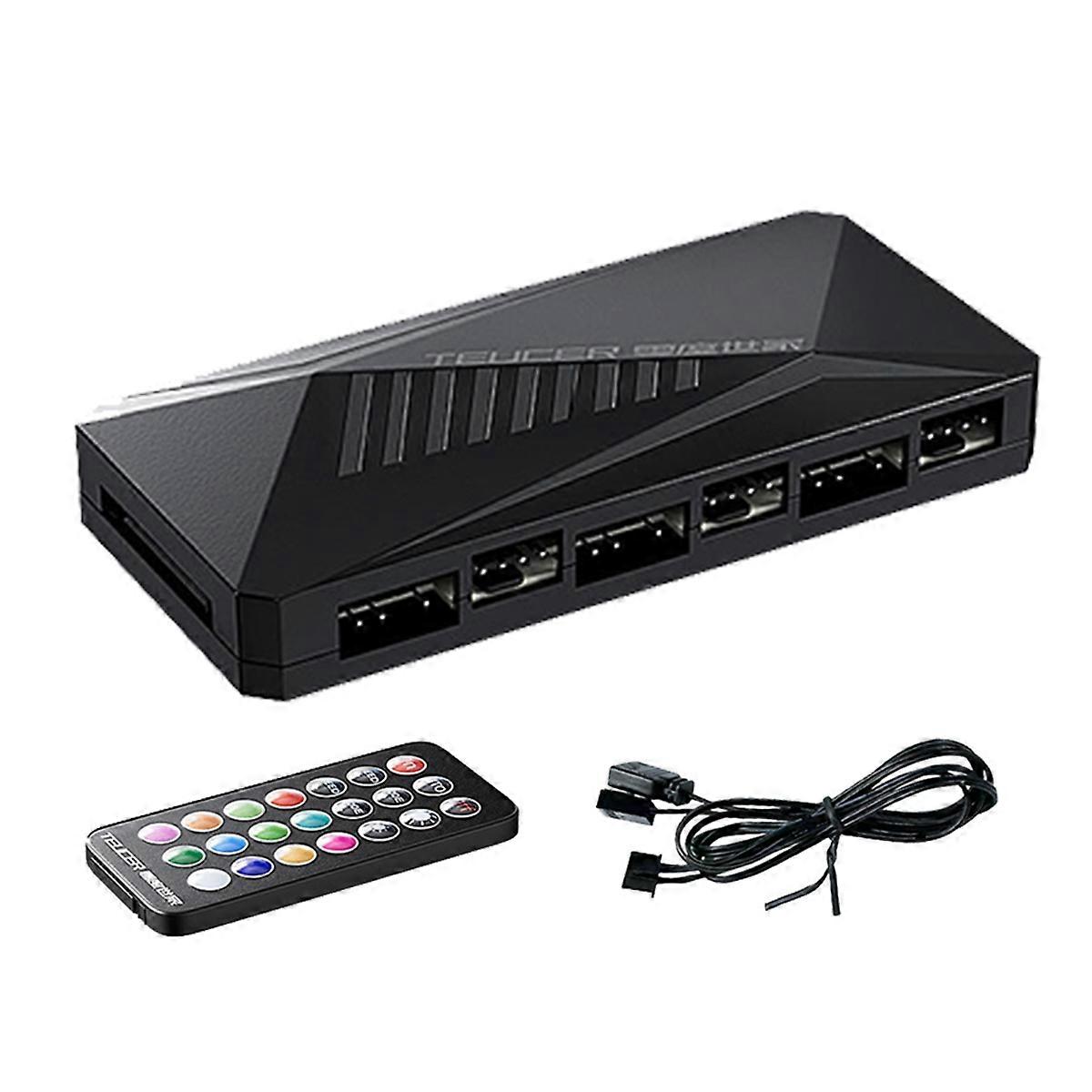 6P ARGB 6-Way Splitter 5V 3Pin Fan Controller Hub for PC Case