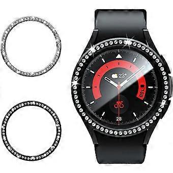 2 piezas Accesorios de bisel para reloj 6 Bisel de 47 mm, Cubierta de anillo de bisel de PC Decoración de cubierta anti cubierta para Galaxy Watch 6 47 mm Plata-Negro
