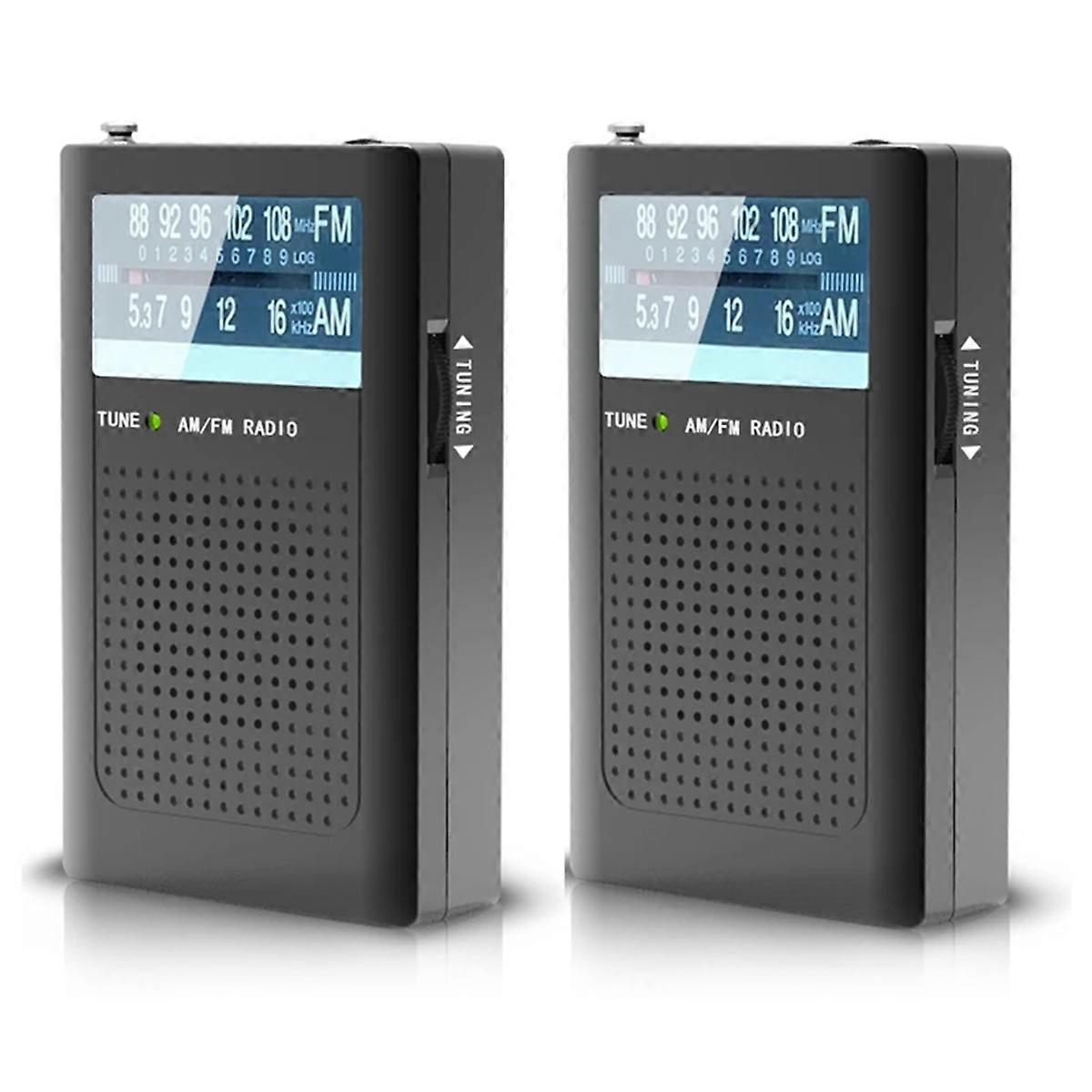 2PCS Pocket Radios Built-in Antenna Protable AM FM Radio Reciver