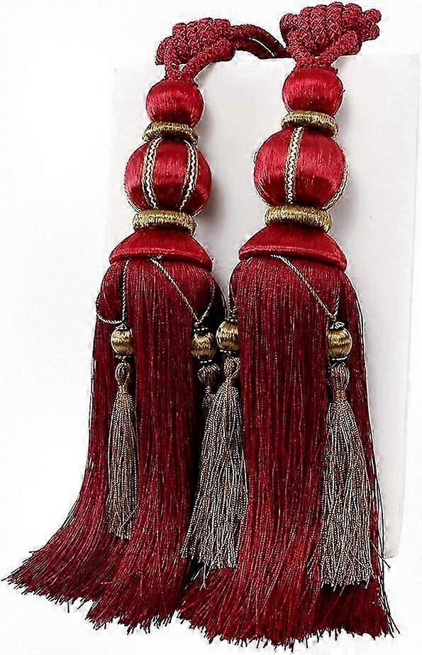 Handmade Tassel Rope Curtain Holdbacks for Heavy Drapes, Red Window Decor Tiebacks