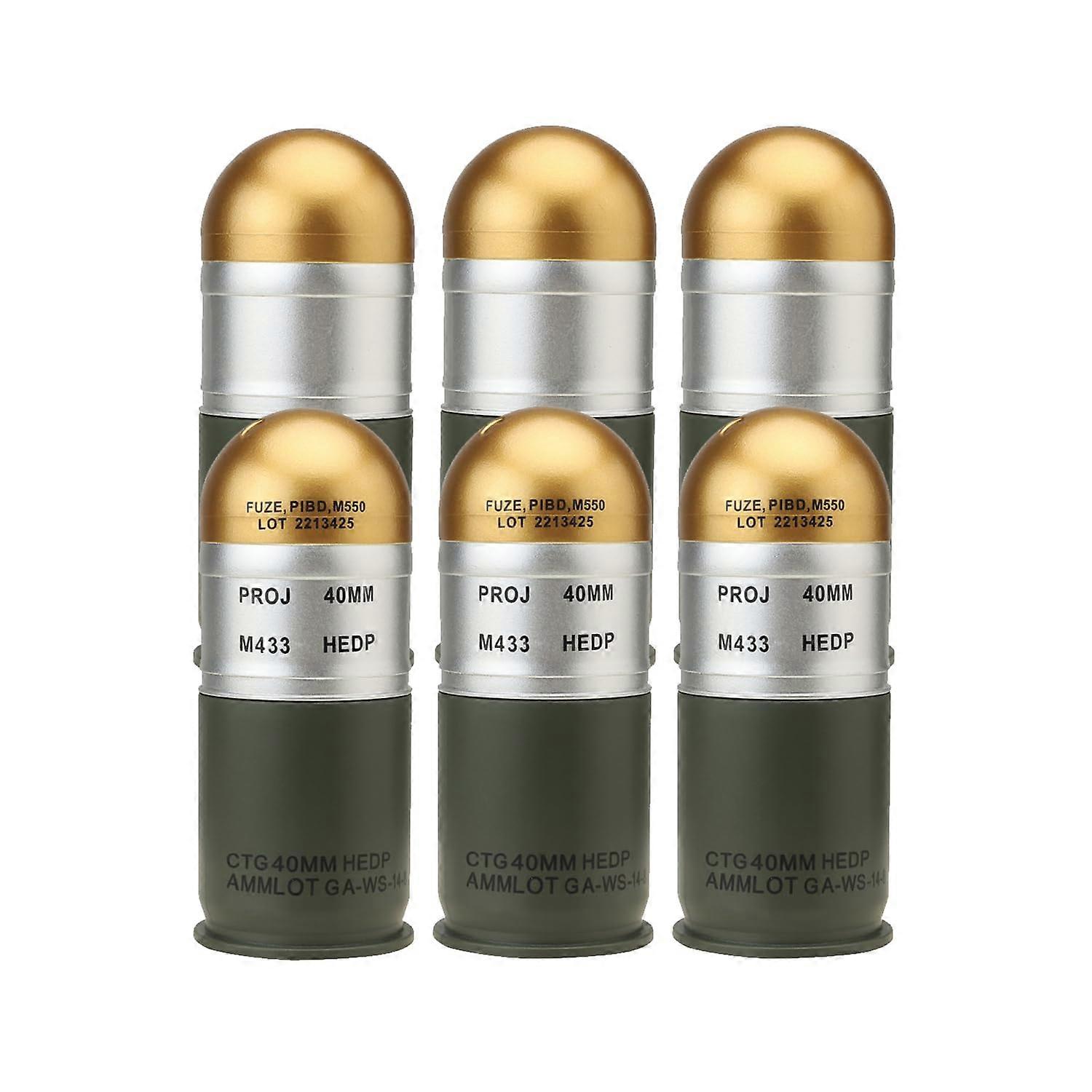 Airsoft M433 HEDP 40mm Dummy Shells, Pack of 6, Compatible with Airsoft Grenade Launchers, Realistic Design