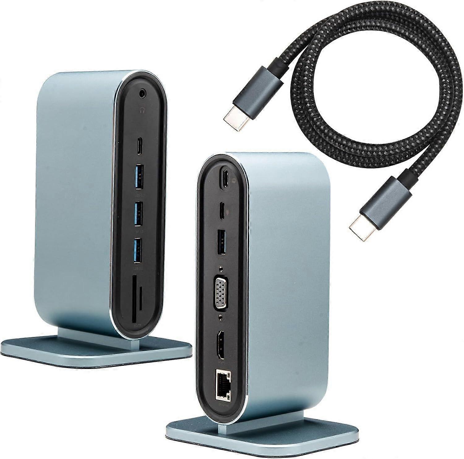 USB-C Docking Station, 12 in 1 Laptop Docking Station with 4K@30HZ, VGA, USB3.0 * 4, RJ45, 100W PD, SD/TF Card, 3.5mm Audio for iPhone 15/Mac/Dell/HP/