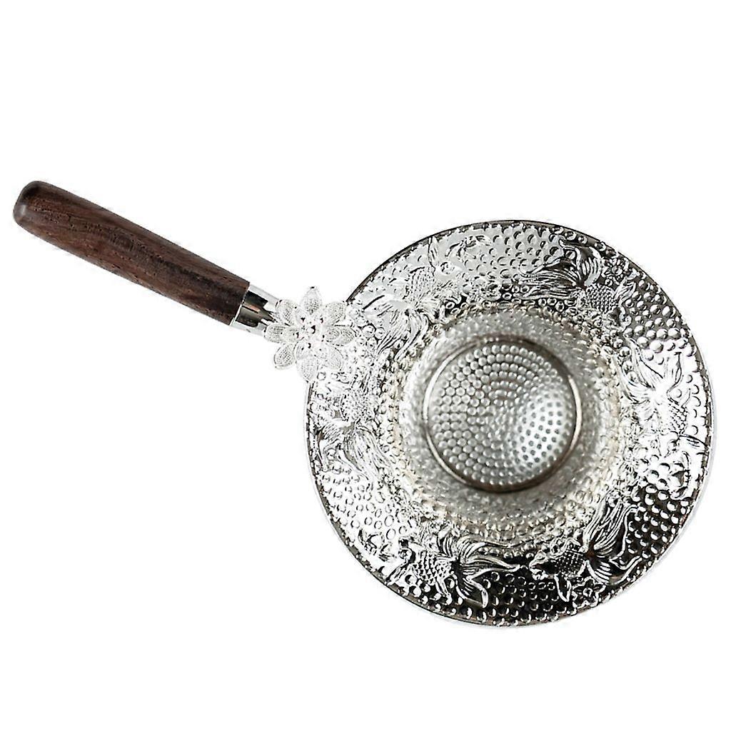 Practical Teas Filter with Wood Handle Metal Mesh Teas Strainer Home Teaware