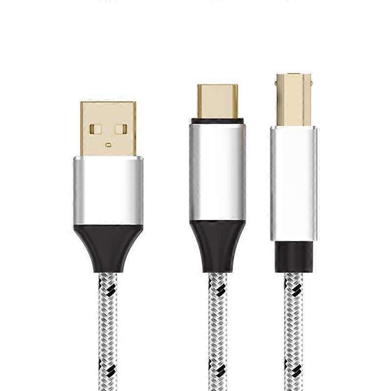 2 in 1 Type-C and USB-A to USB-B MIDI Instruments Printer Cable, Length: 1m