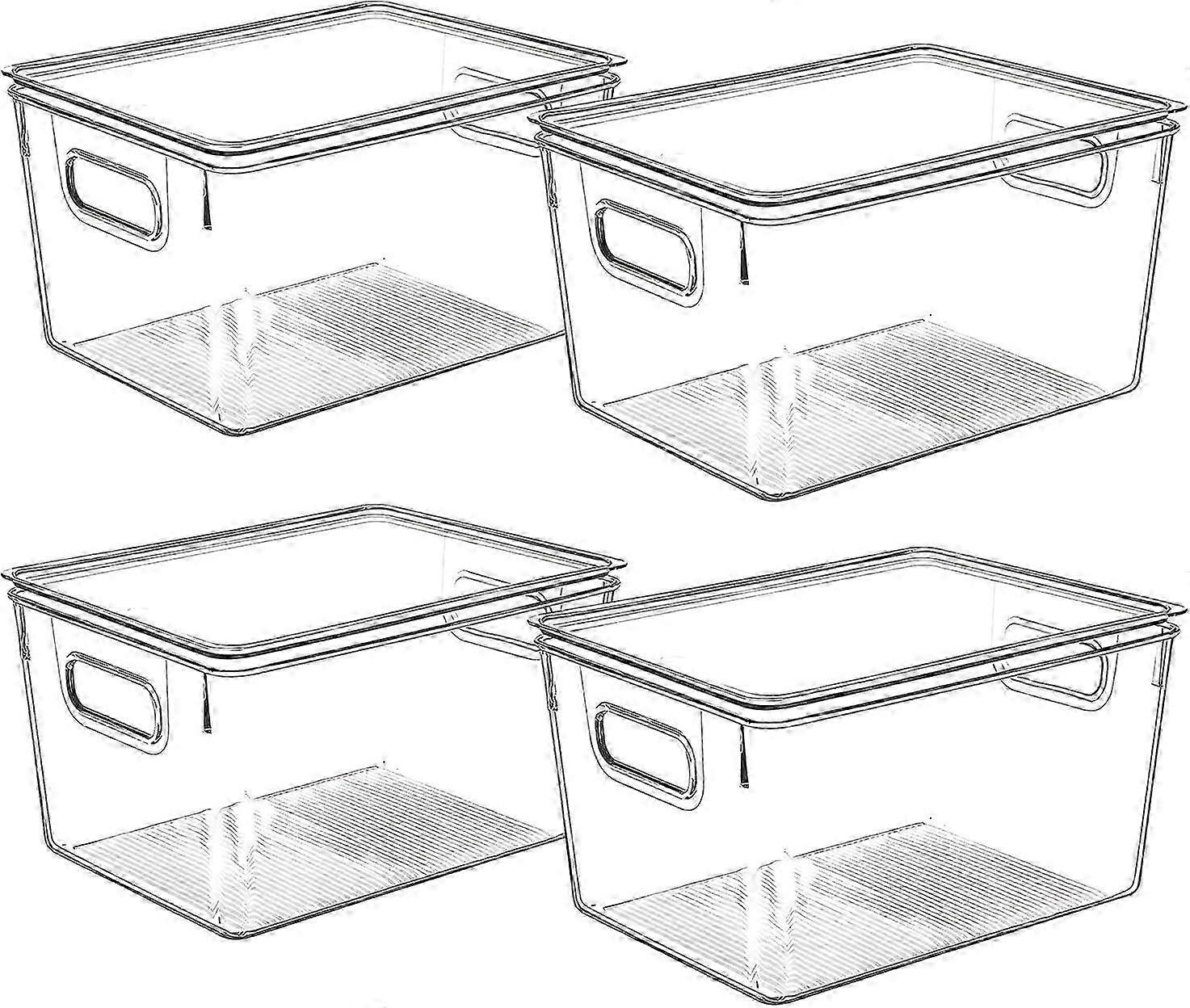 Set of Clear Plastic Storage B for Kitchen Organization Stackable Size