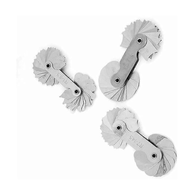 3pcs Radius Gauges Concave Convex Measuring Tool Stainless Steel Radius Fillet Gauge, Measuring Range R1-6.5 / R7-14.5 / R15-25