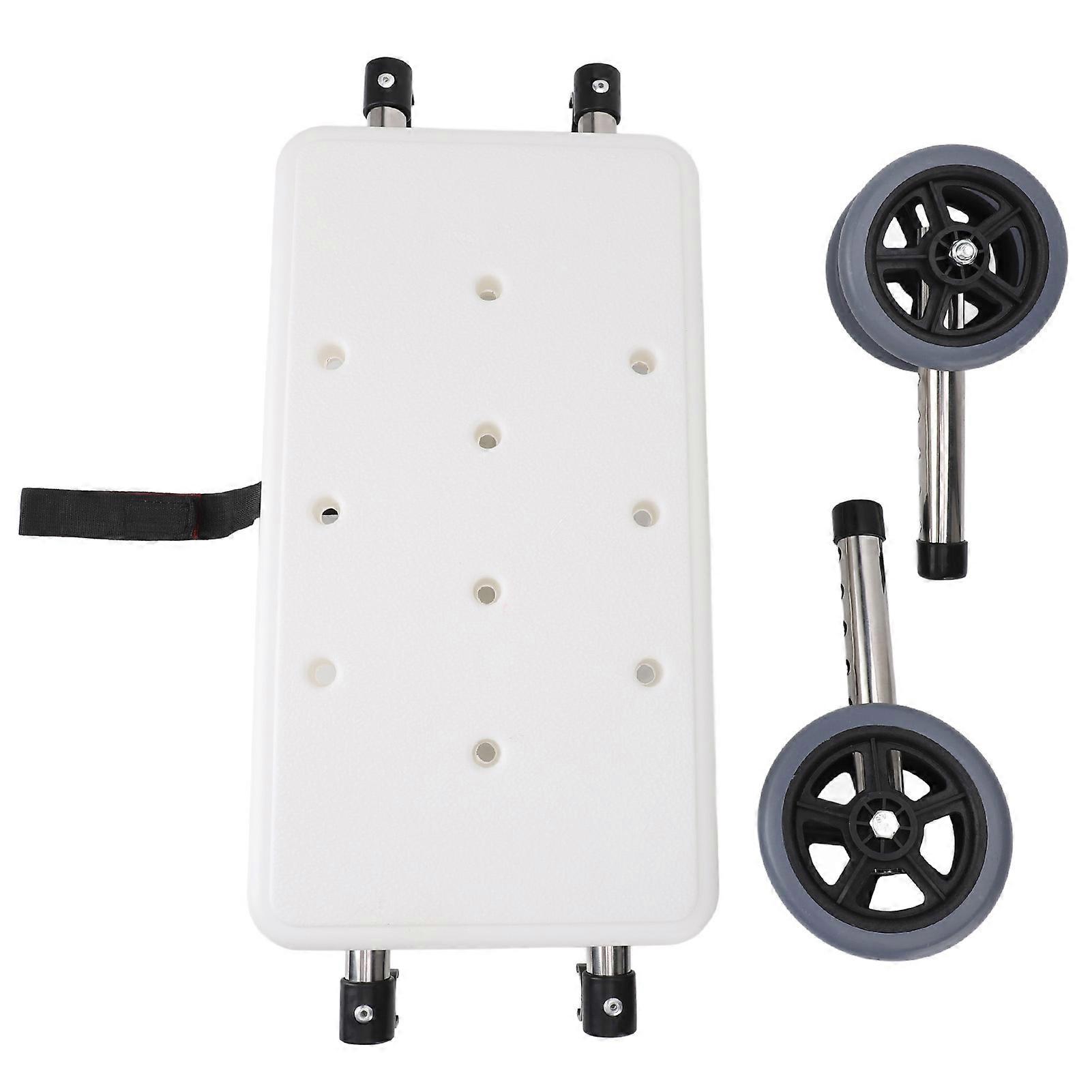 Elderly Walker White Bath Board 1 Pair Gray Double Wheel 6 Adjustable Height Walking Aid Accessory