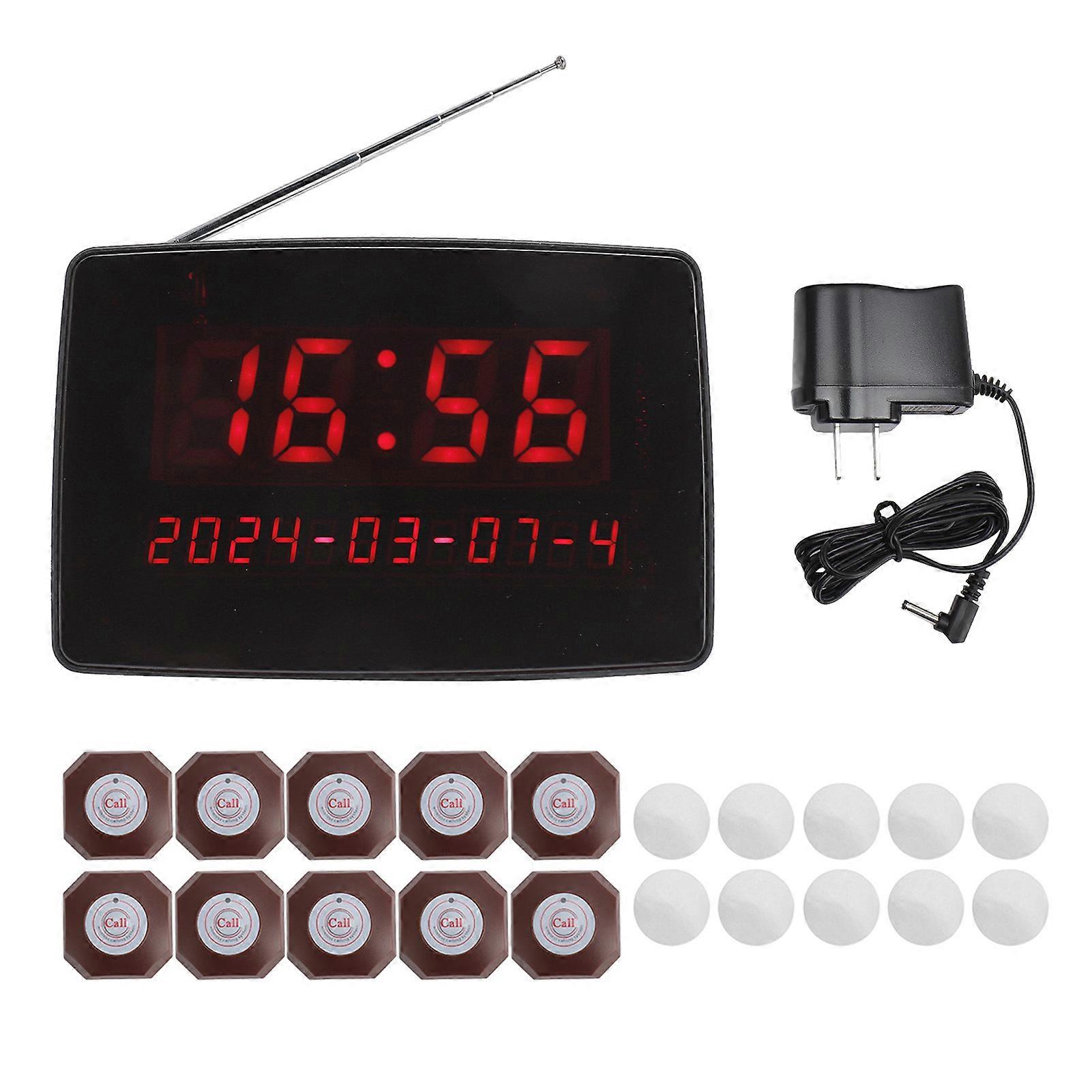 Wireless Calling Restaurant Queue Pager System Paging Buzzer 1 Display Receiver with 10 Buttons