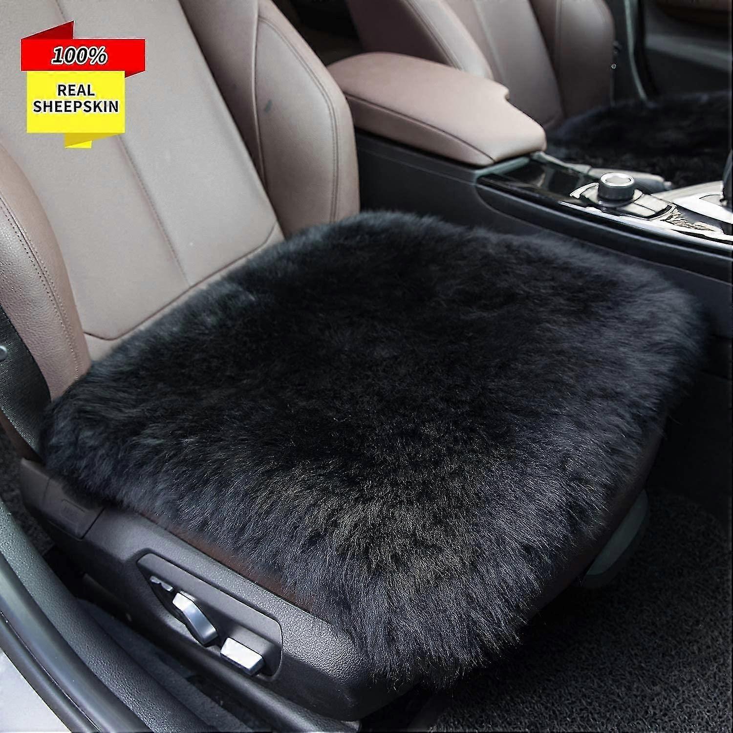 Car Seat Cushion Wool Fleece Without Backrest 45*45cm Black Front Row Single Piece Sheepskin Wool