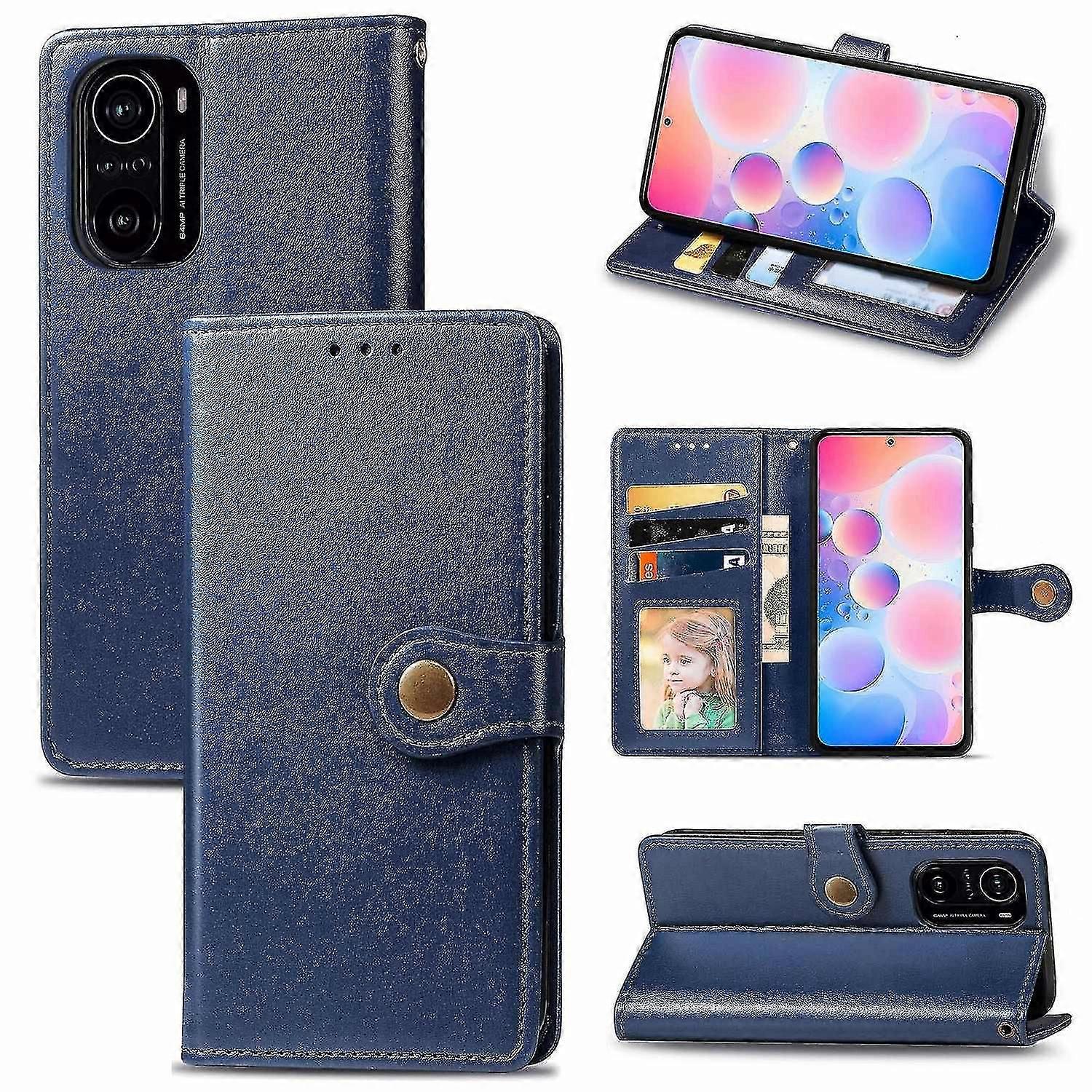 Custodia per Xiaomi Mi 11i Etui Cover Retro Flip Wallet Magnetic Bumper Flip Protective - Blu