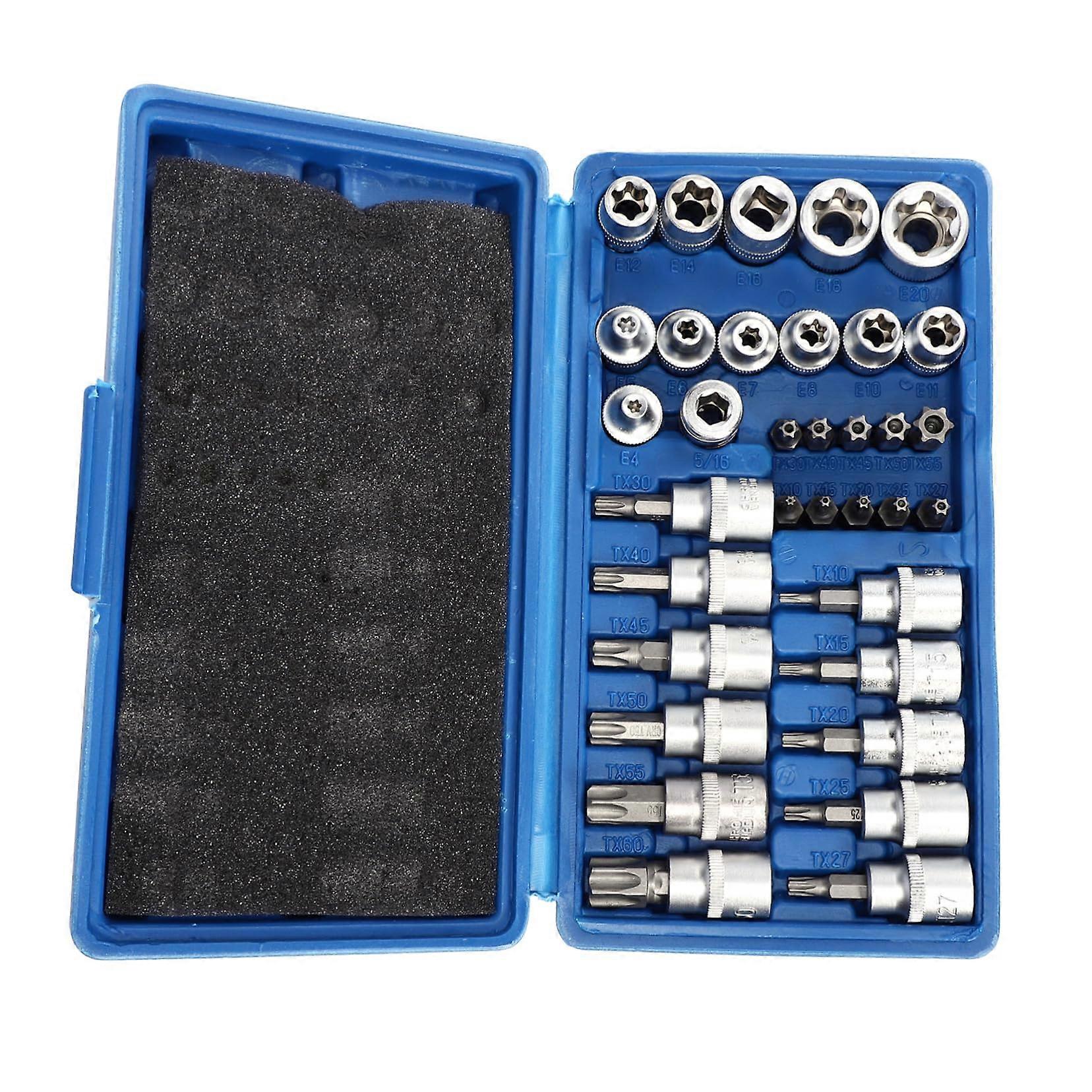 Star Socket Set 34pcs Male/female Bits Universal Socket Torque Socket for Car Bike Diy