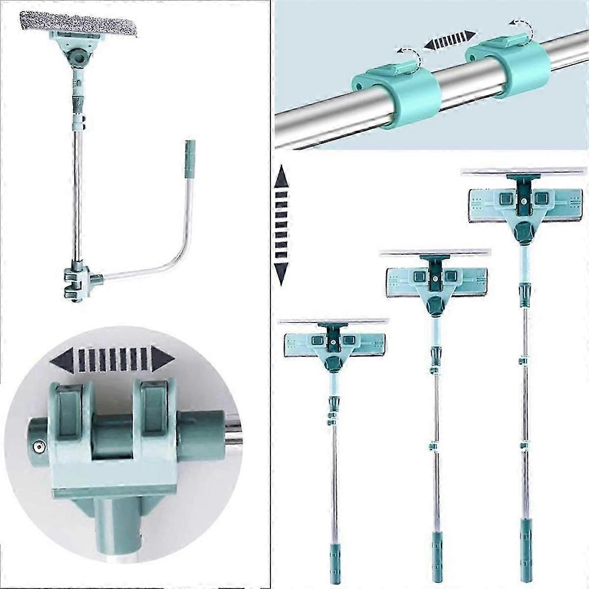 Water Sprays Window Mesh Screen Brush Window Cleaner Magic Broom Wiper Telescopic Long Handle Mop Squeegee Cleaning Tool