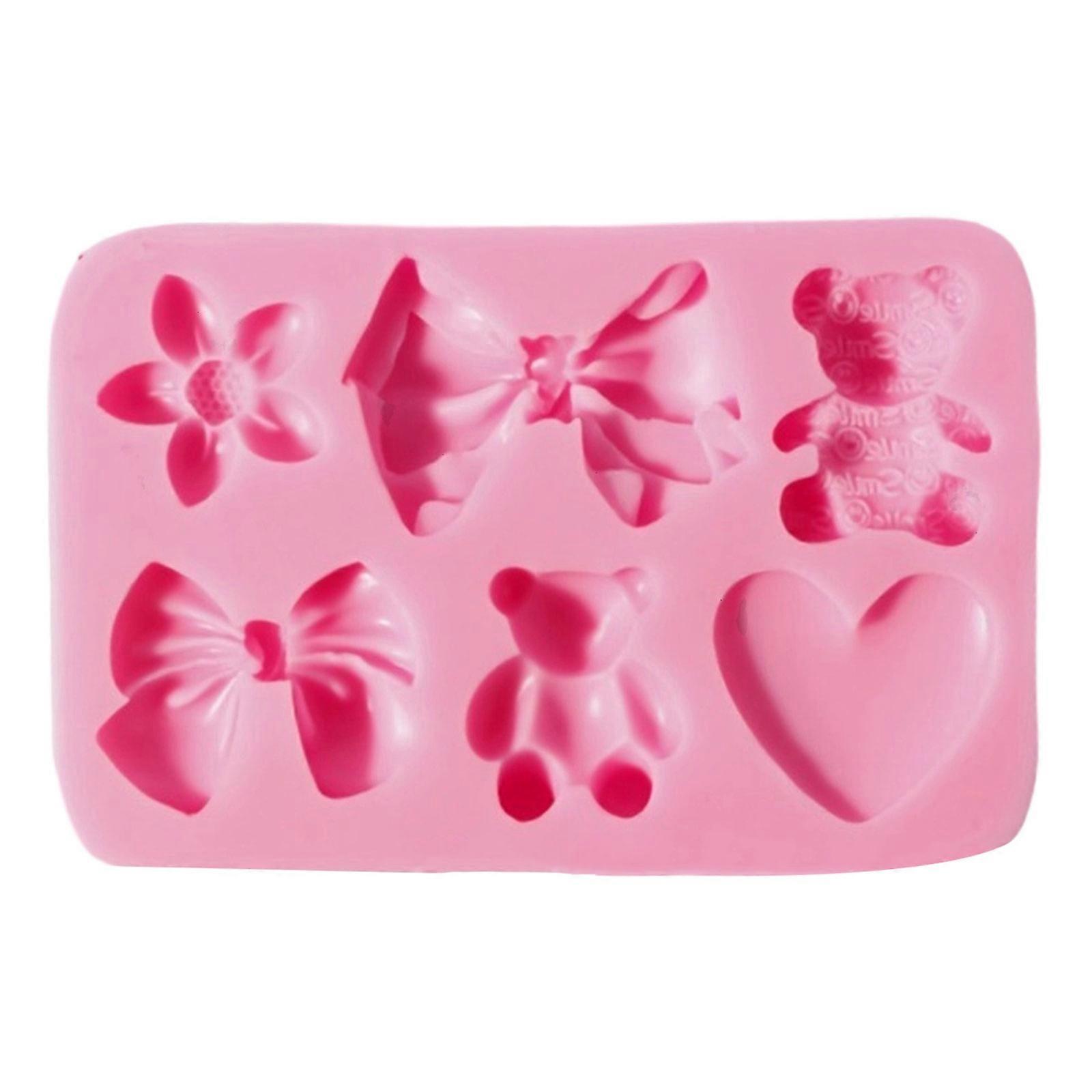 Functional Silicone Bowknot Mould For Crafting Beautiful Cake Toppers And Fondant Designs Perfect For Special Event Pink