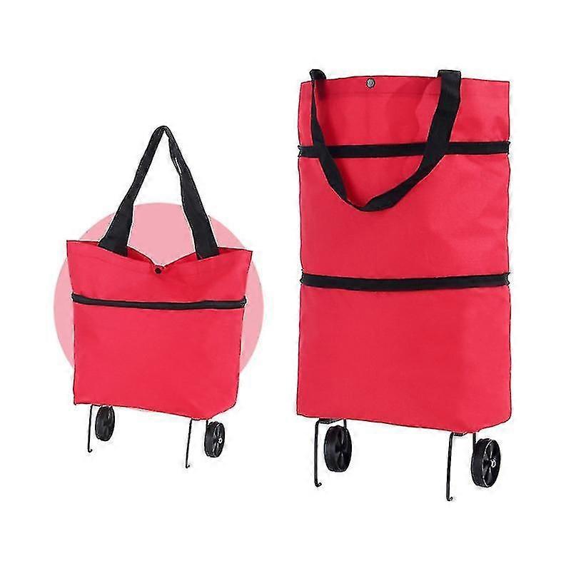 1pc Foldable Shopping Trolley With Wheels, 2 In 1 Lightweight Handcart Shopping Gift