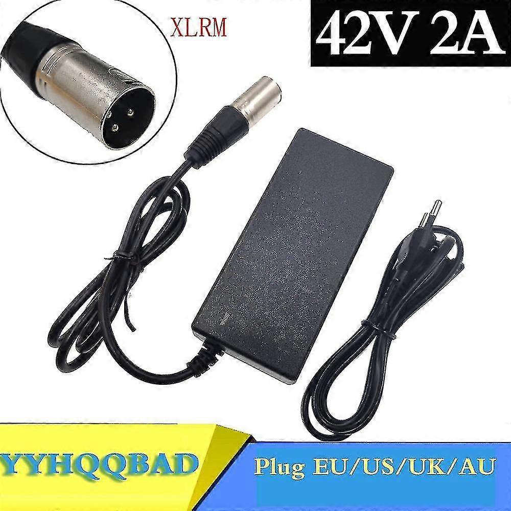 36v oplader 42v 2a elektrisk cykel lithiumbatterioplader til 36v lithiumbatteripakke med 3-benet xlr-stik / stik