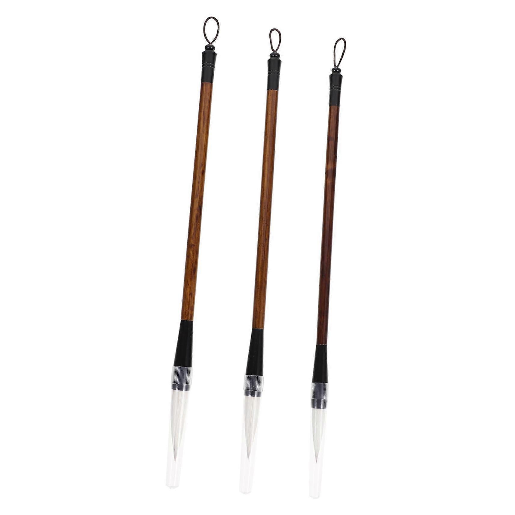 Chinese Calligraphy Brown Brush Set of 3 - Fine Tip, Durable Material, Ideal for Traditional Writing and Art