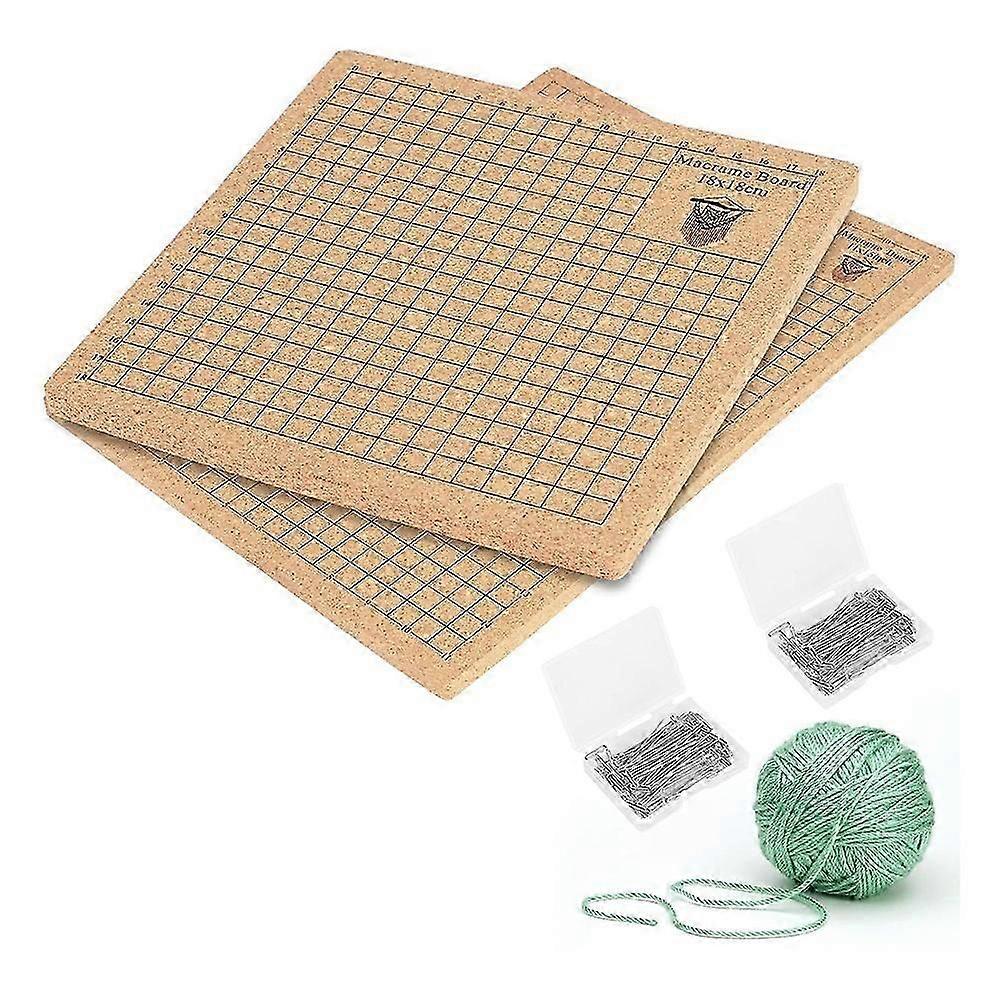 2Pcs Macrame Board with Grids with 100 T Pins Braiding Board Reusable