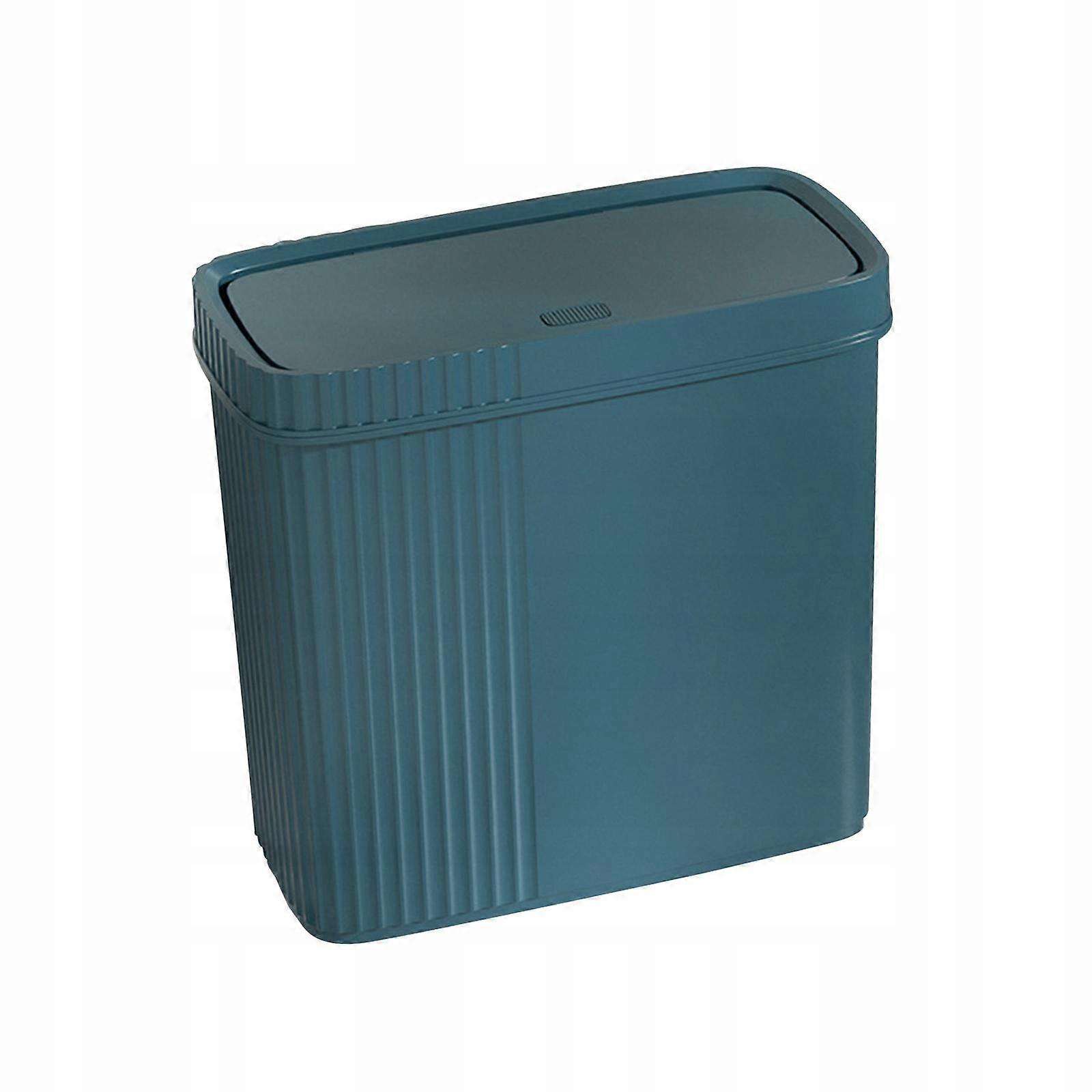 Kitchen Slim Garbage Bin With Lid For Toilet Rectangular Dark Green