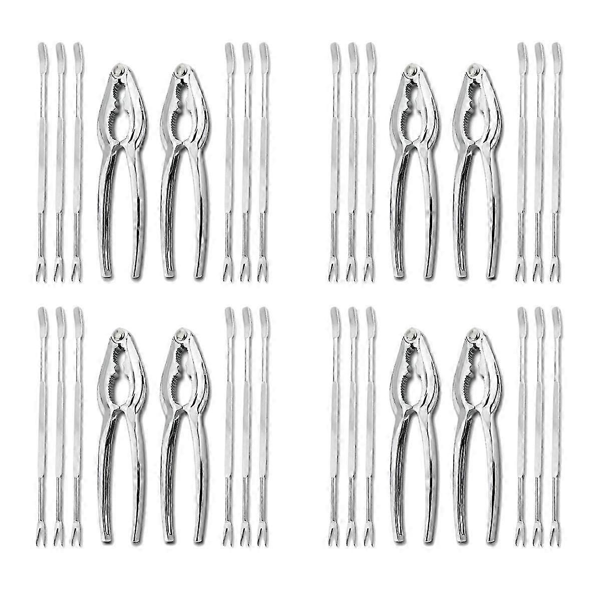 32 Piece Seafood Tool Kit, Stainless Steel Crab Leg Cracker and Forks Nut Cracker Set Shellfish She