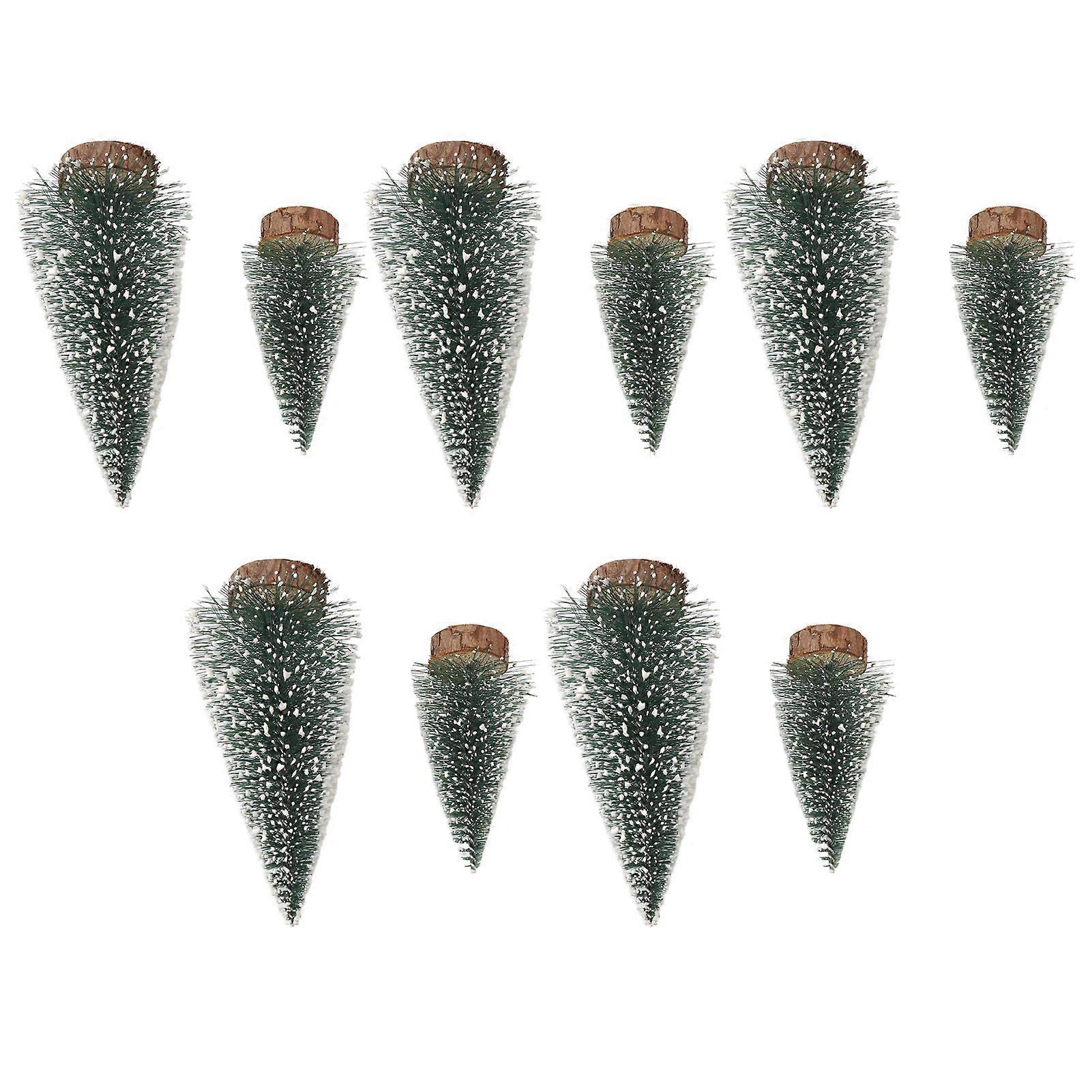 10Pcs Christmas Pine Tree Decor Set Xmas Small Ornament Tabletop Artificial Tree