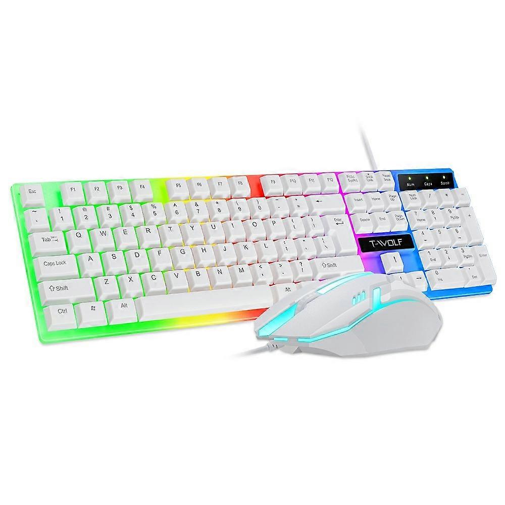 T-WOLF TF230 USB Wired Mechanical Keyboard and Mouse Set with Colorful Backlight for PC Computer Lap