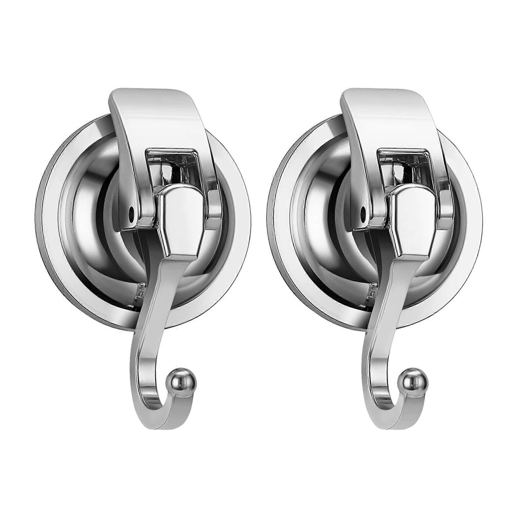 Premium Vacuum Hanging Suction Cup Hooks, Silver, 10kg Load Capacity, 2-Pack for Bathroom and Kitchen Storage