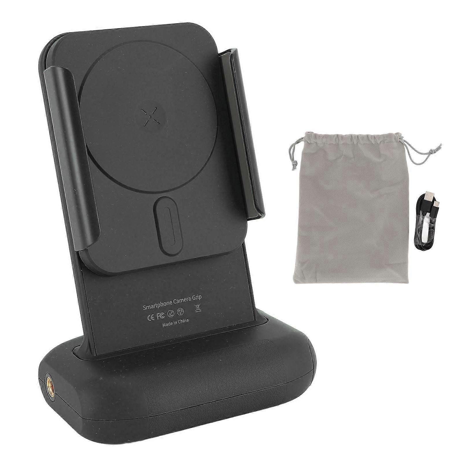 Black Phone Camera Grip with Bluetooth Remote, Rotatable Clamp, and Expandable Mount